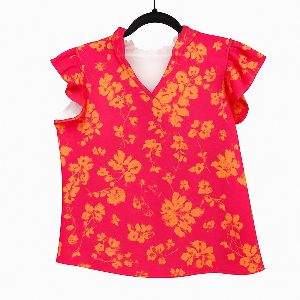 Floral Kids Top - Pink and Orange